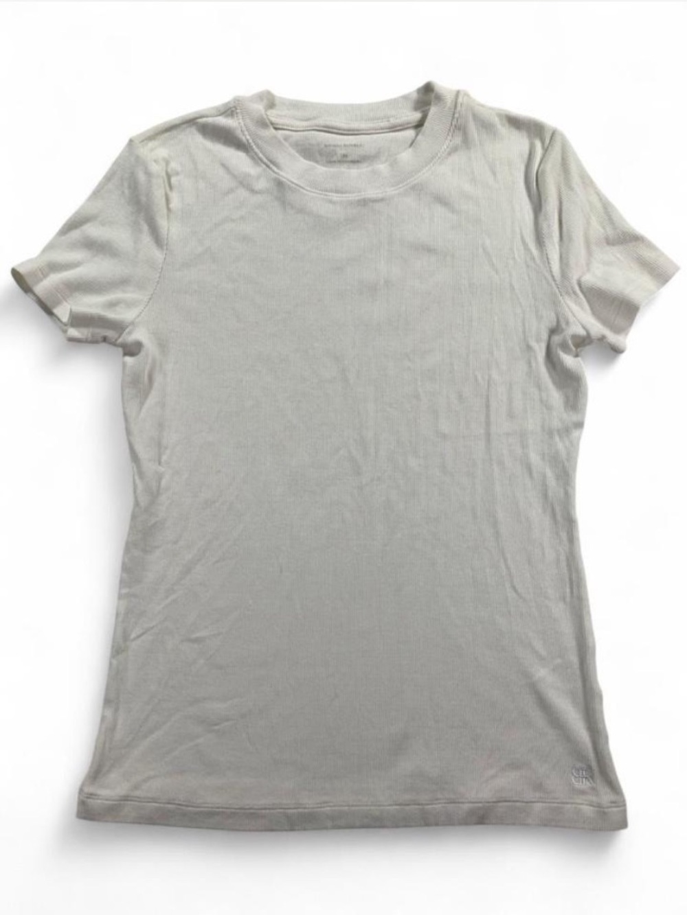 Banana Republic Classic Ribbed Crew Neck Women's Tee White Minimalist Capsule M